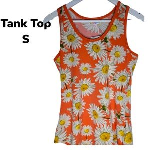 NWT beautiful Lularoe Tank top daisy flowers and orange background comfy & soft
